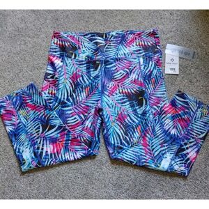 NWT Womens XL Nine West capri leggings tropical yoga workout stretchy pockets